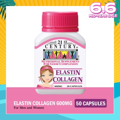 21ST CENTURY Elastin Collagen Nutritional Supplement Capsules for Good Complexion (Replenish Elastin & Collagen Levels) 600mg 50s