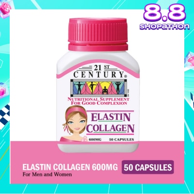 21ST CENTURY Elastin Collagen Nutritional Supplement Capsules for Good Complexion (Replenish Elastin & Collagen Levels) 600mg 50s
