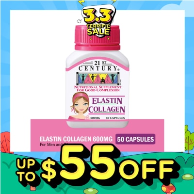 21ST CENTURY Elastin Collagen Nutritional Supplement Capsules for Good Complexion (Replenish Elastin & Collagen Levels) 600mg 50s