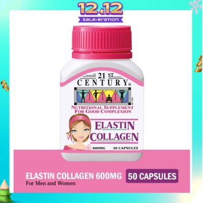 21ST CENTURY Elastin Collagen Nutritional Supplement Capsules for Good Complexion (Replenish Elastin & Collagen Levels) 600mg 50s