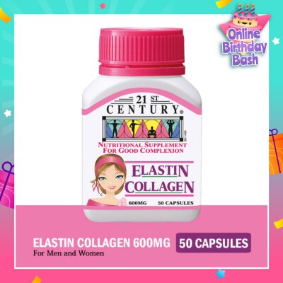 21ST CENTURY Elastin Collagen Nutritional Supplement Capsules for Good Complexion (Replenish Elastin & Collagen Levels) 600mg 50s