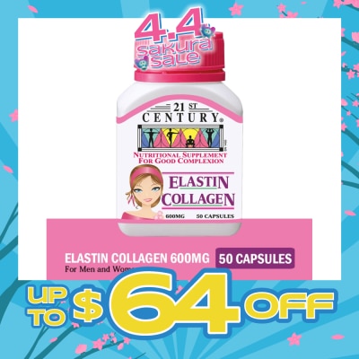 21ST CENTURY - Elastin Collagen Nutritional Supplement Capsules for Good Complexion (Replenish Elastin & Collagen Levels) 600mg 50s