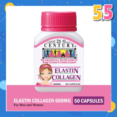 21ST CENTURY Elastin Collagen Nutritional Supplement Capsules for Good Complexion (Replenish Elastin & Collagen Levels) 600mg 50s