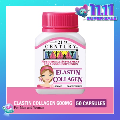 21ST CENTURY Elastin Collagen Nutritional Supplement Capsules for Good Complexion (Replenish Elastin & Collagen Levels) 600mg 50s