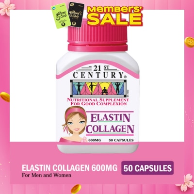 21ST CENTURY Elastin Collagen Nutritional Supplement Capsules for Good Complexion (Replenish Elastin & Collagen Levels) 600mg 50s