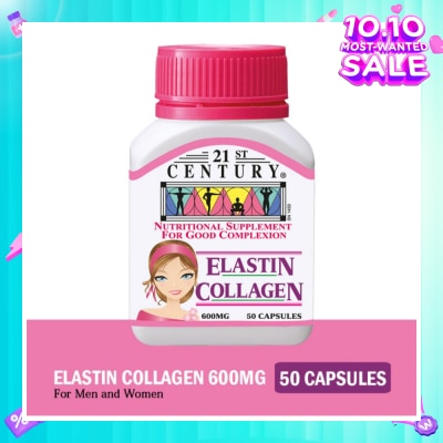 21ST CENTURY Elastin Collagen Nutritional Supplement Capsules for Good Complexion (Replenish Elastin & Collagen Levels) 600mg 50s