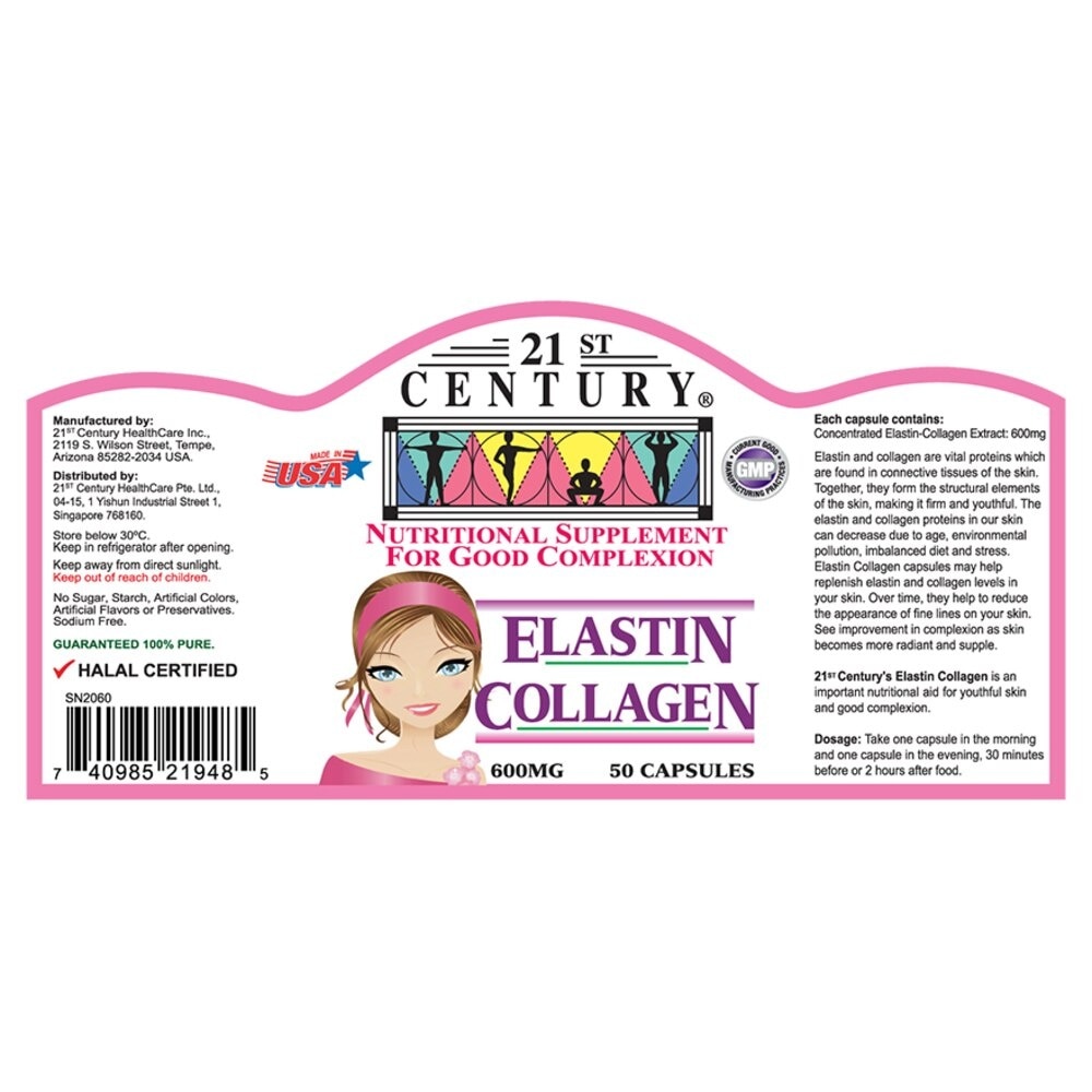 Elastin Collagen Nutritional Supplement Capsules for Good Complexion (Replenish Elastin & Collagen Levels) 600mg 50s