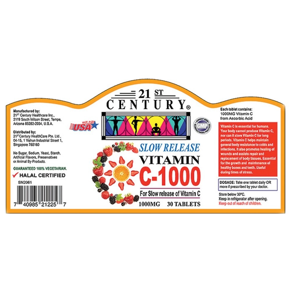 Slow Release Vitamin C-1000 Tablets (Maintain Body Resistance) 1000mg 30s