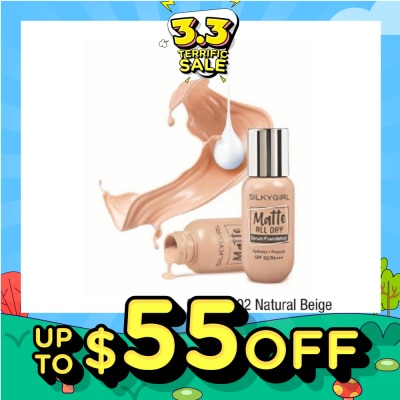 SILKYGIRL Matte All Day Serum Foundation 02 Natural Beige 20ml