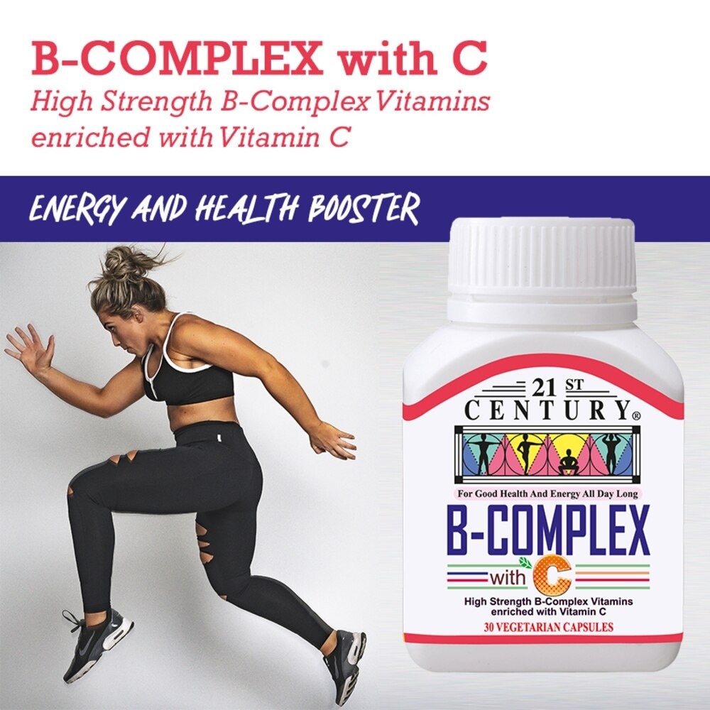 High Strength B-Complex with Vitamin C Vegetarian Capsules (Maintain Good Health and Energy) 30s