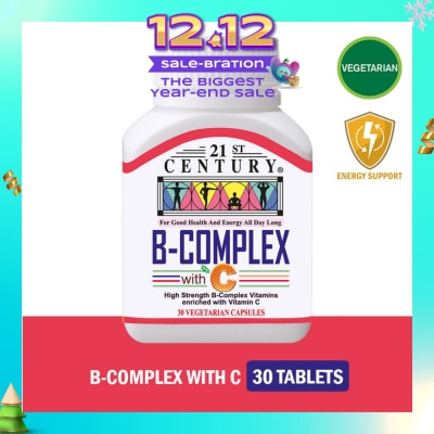 21ST CENTURY High Strength B-Complex with Vitamin C Vegetarian Capsules (Maintain Good Health and Energy) 30s