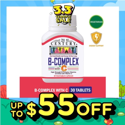 21ST CENTURY High Strength B-Complex with Vitamin C Vegetarian Capsules (Maintain Good Health and Energy) 30s