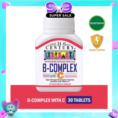21ST CENTURY - High Strength B-Complex with Vitamin C Vegetarian Capsules (Maintain Good Health and Energy) 30s image