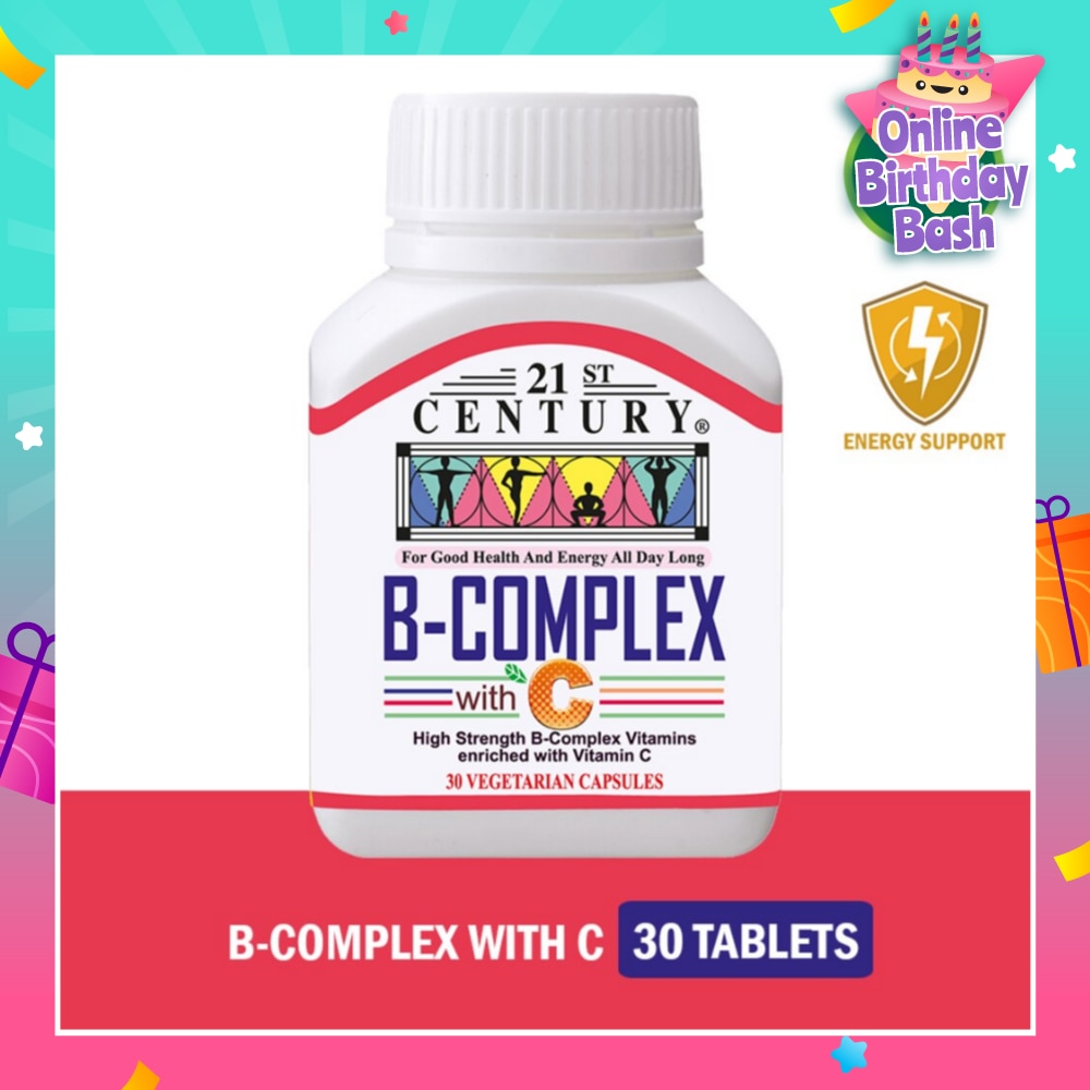 High Strength B-Complex with Vitamin C Vegetarian Capsules (Maintain Good Health and Energy) 30s
