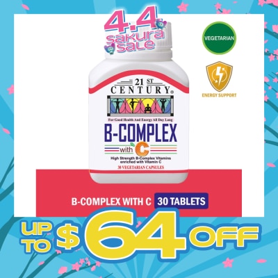 21ST CENTURY - High Strength B-Complex with Vitamin C Vegetarian Capsules (Maintain Good Health and Energy) 30s