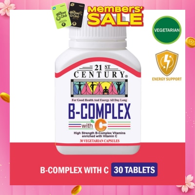 21ST CENTURY High Strength B-Complex with Vitamin C Vegetarian Capsules (Maintain Good Health and Energy) 30s