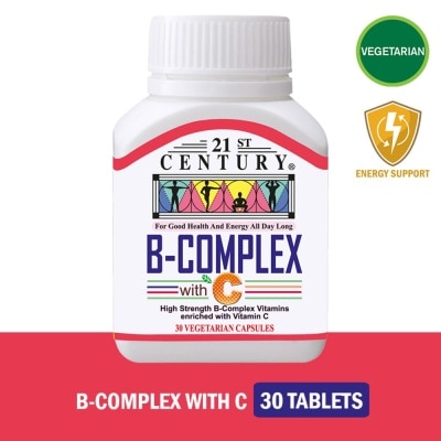 21ST CENTURY High Strength B-Complex with Vitamin C Vegetarian Capsules (Maintain Good Health and Energy) 30s