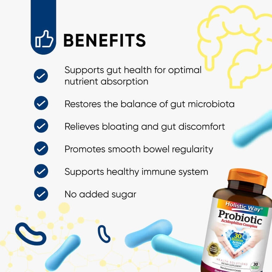 Probiotic Acidophilus Complex 30 Billion Dietary Supplement Vegetarian Capsule (Support Digestion & Immune function) 30s