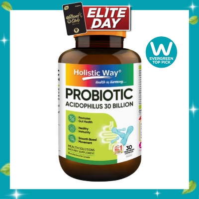HOLISTIC WAY Probiotic Acidophilus Complex 30 Billion Dietary Supplement Vegetarian Capsule (Support Digestion & Immune function) 30s image