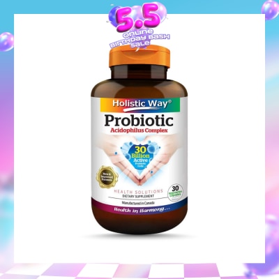 HOLISTIC WAY - Probiotic Acidophilus Complex 30 Billion Dietary Supplement Vegetarian Capsule (Support Digestion & Immune function) 30s