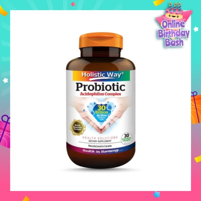 HOLISTIC WAY Probiotic Acidophilus Complex 30 Billion Dietary Supplement Vegetarian Capsule (Support Digestion & Immune function) 30s