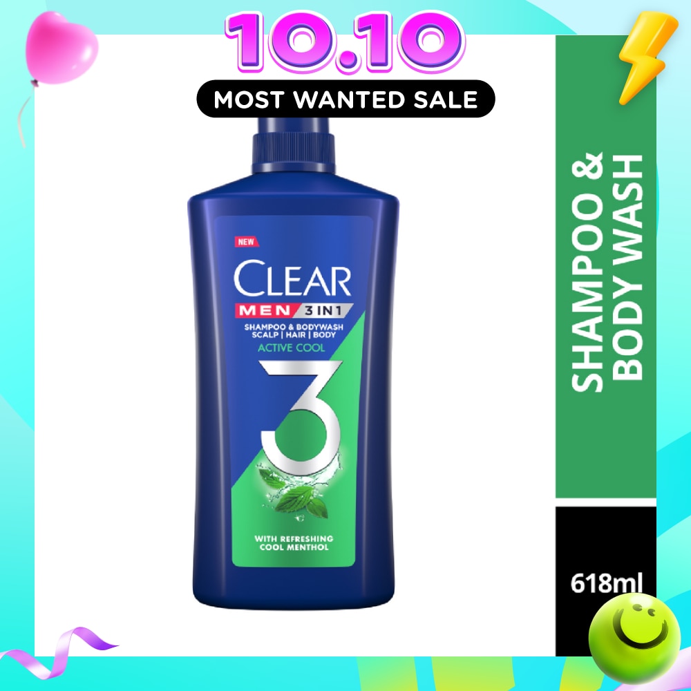 Men 3 in 1 Shampoo & Bodywash Active Cool 618g image