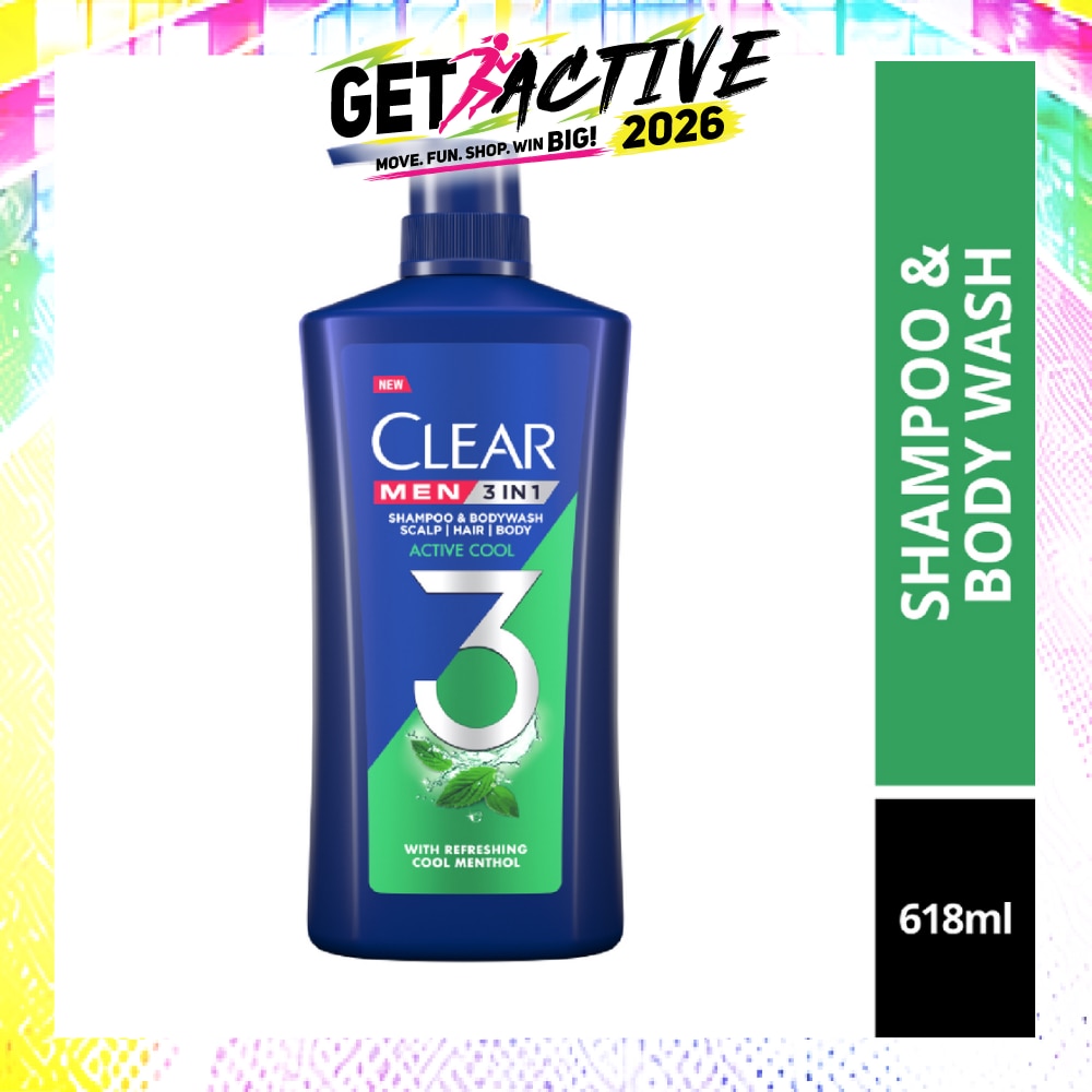 Men 3 in 1 Shampoo & Bodywash Active Cool 618g image