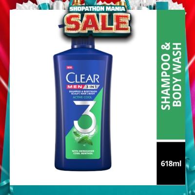 CLEAR - Men 3 in 1 Shampoo & Bodywash Active Cool 618g