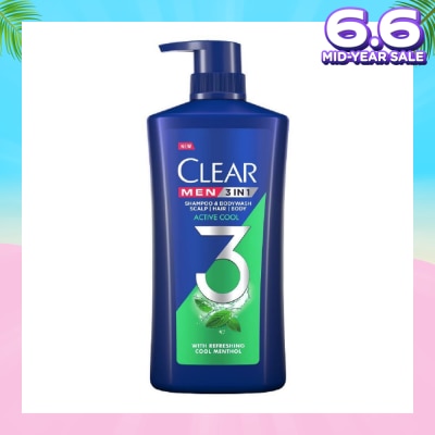 CLEAR Men 3 in 1 Shampoo & Bodywash Active Cool 618g