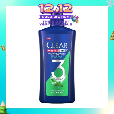CLEAR Men 3 in 1 Shampoo & Bodywash Active Cool 618g