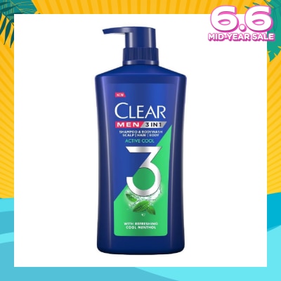 CLEAR Men 3 in 1 Shampoo & Bodywash Active Cool 618g