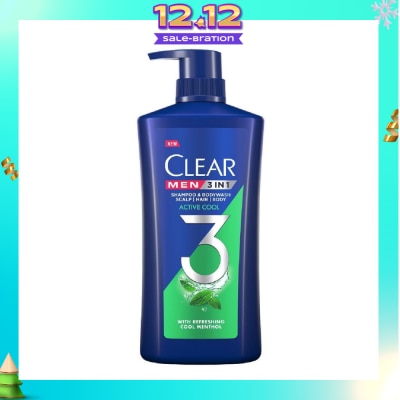 CLEAR Men 3 in 1 Shampoo & Bodywash Active Cool 618g
