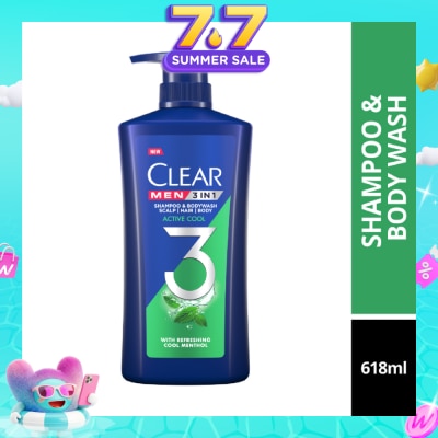 CLEAR - Men 3 in 1 Shampoo & Bodywash Active Cool 618g