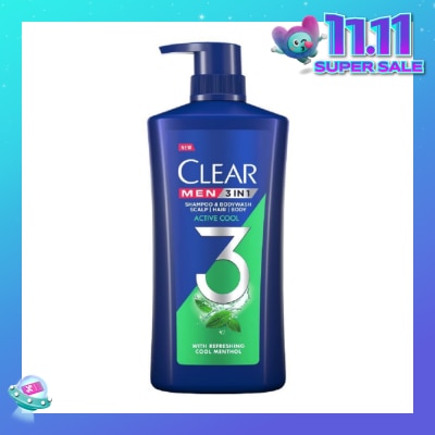 CLEAR Men 3 in 1 Shampoo & Bodywash Active Cool 618g