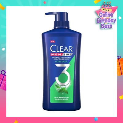 CLEAR Men 3 in 1 Shampoo & Bodywash Active Cool 618g