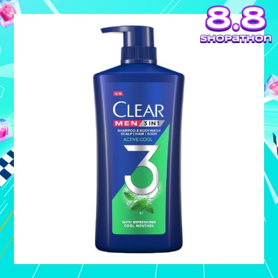 CLEAR Men 3 in 1 Shampoo & Bodywash Active Cool 618g