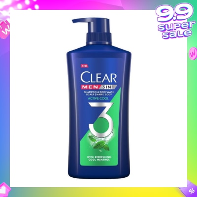 CLEAR Men 3 in 1 Shampoo & Bodywash Active Cool 618g