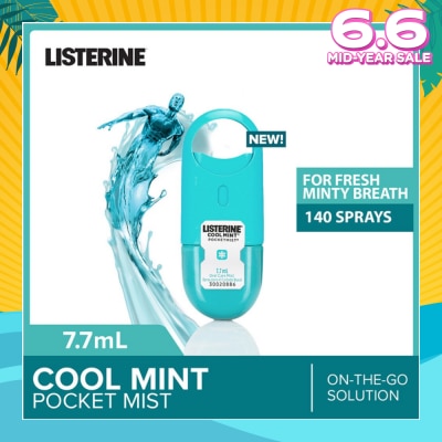 LISTERINE Listerine Cool Mint Pocketmist Mouth Spray 7.7ml (Kills 99.9% Bad-Breath Germs)