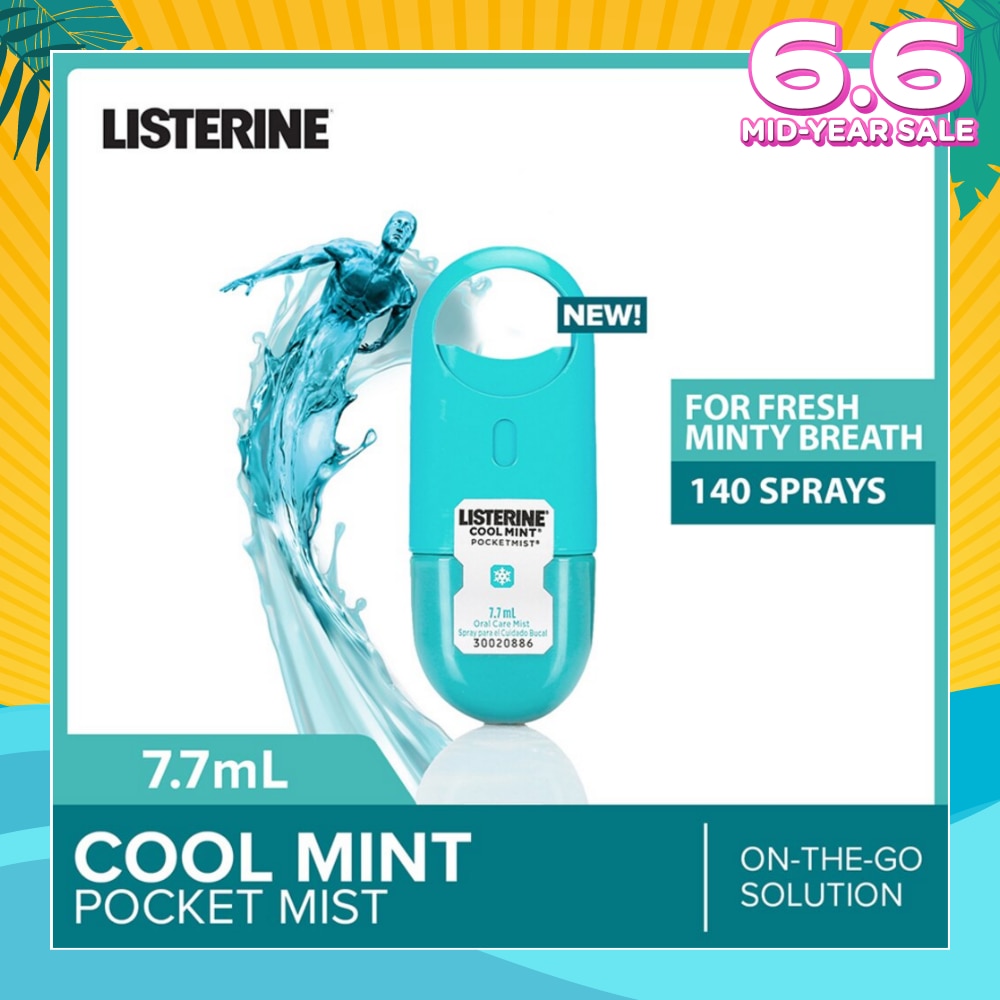 Listerine Cool Mint Pocketmist Mouth Spray 7.7ml (Kills 99.9% Bad-Breath Germs)