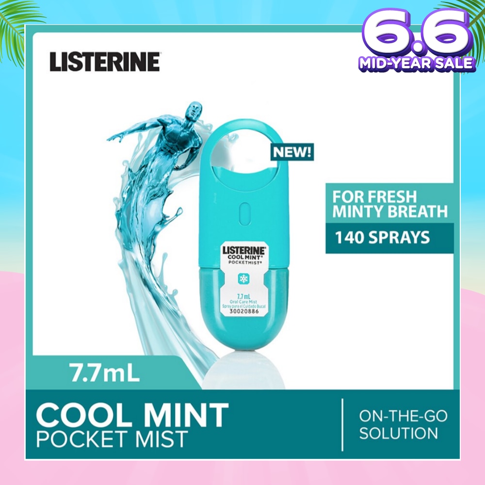 Listerine Cool Mint Pocketmist Mouth Spray 7.7ml (Kills 99.9% Bad-Breath Germs)