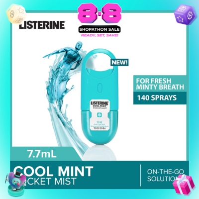 LISTERINE - Listerine Cool Mint Pocketmist Mouth Spray 7.7ml (Kills 99.9% Bad-Breath Germs)