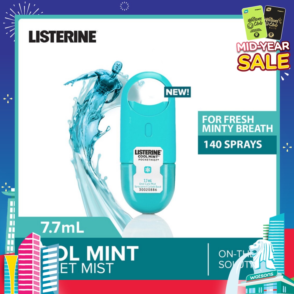 Listerine Cool Mint Pocketmist Mouth Spray 7.7ml (Kills 99.9% Bad-Breath Germs)