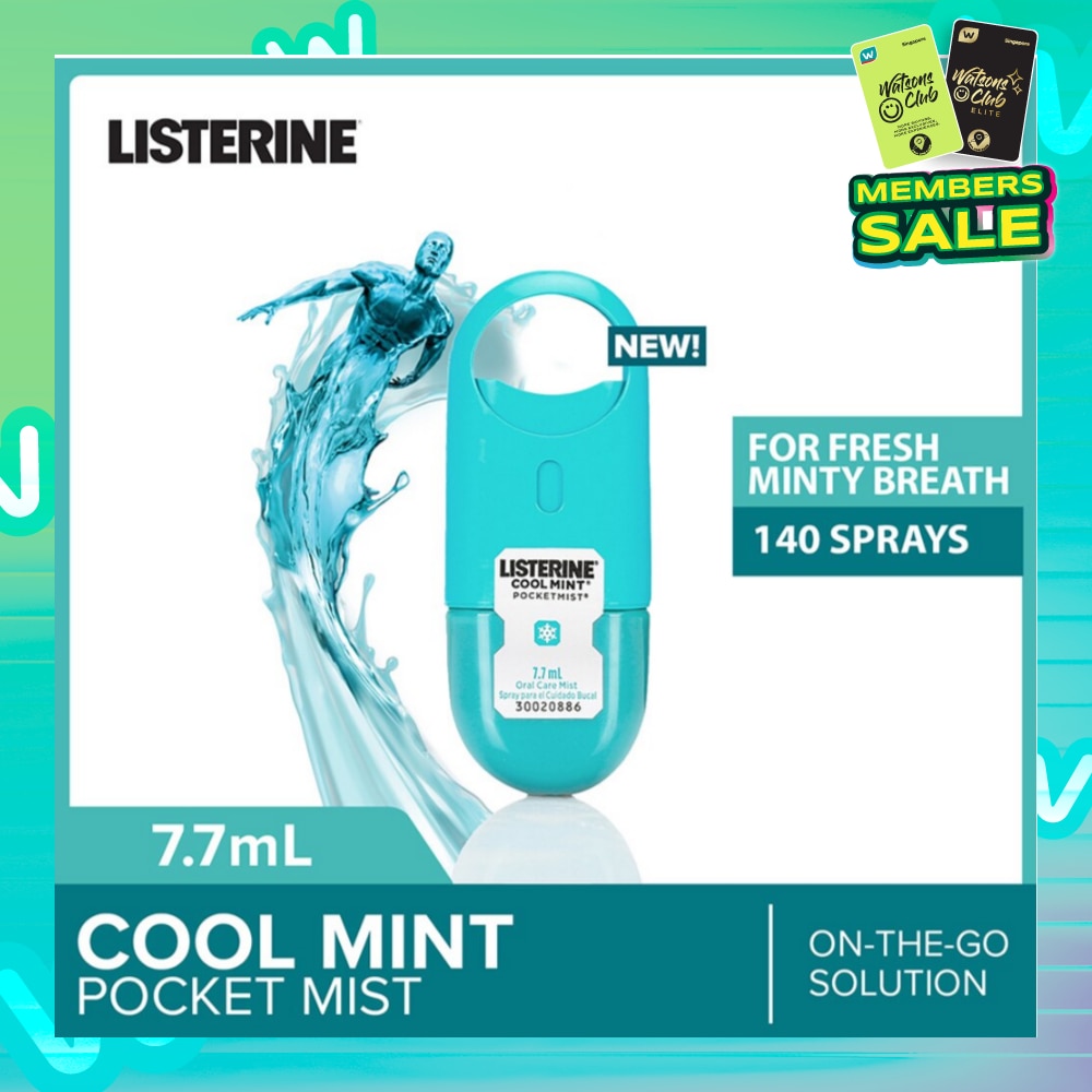 Listerine Cool Mint Pocketmist Mouth Spray 7.7ml (Kills 99.9% Bad-Breath Germs)
