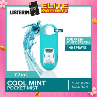 LISTERINE Listerine Cool Mint Pocketmist Mouth Spray 7.7ml (Kills 99.9% Bad-Breath Germs)
