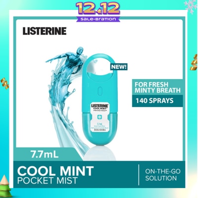 LISTERINE Listerine Cool Mint Pocketmist Mouth Spray 7.7ml (Kills 99.9% Bad-Breath Germs)
