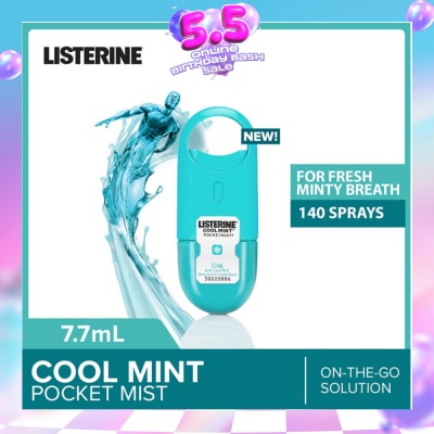 LISTERINE - Listerine Cool Mint Pocketmist Mouth Spray 7.7ml (Kills 99.9% Bad-Breath Germs)