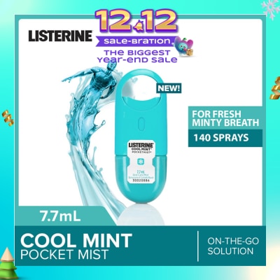 LISTERINE Listerine Cool Mint Pocketmist Mouth Spray 7.7ml (Kills 99.9% Bad-Breath Germs)