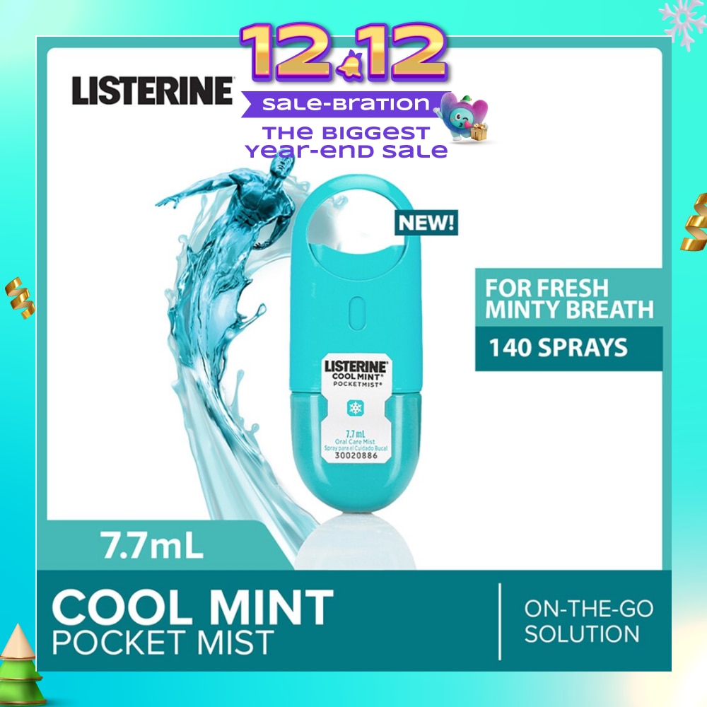Listerine Cool Mint Pocketmist Mouth Spray 7.7ml (Kills 99.9% Bad-Breath Germs)