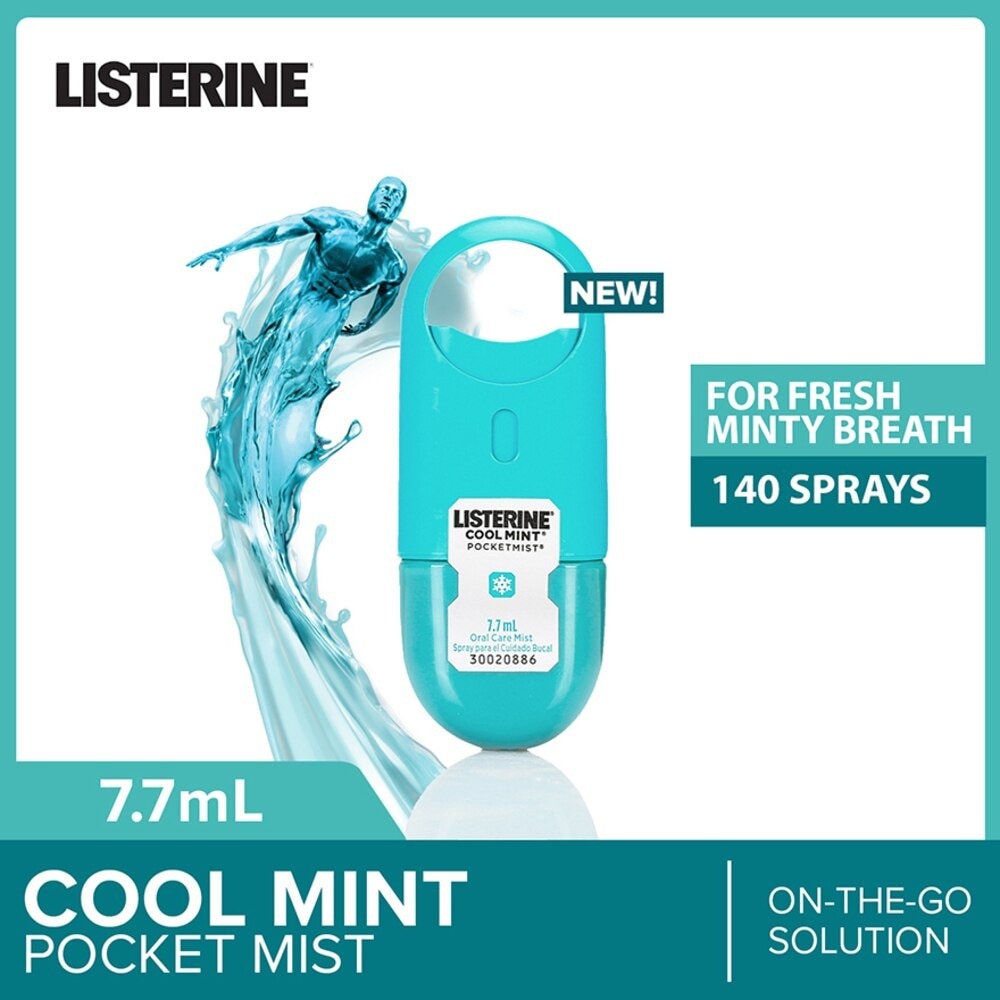 Listerine Cool Mint Pocketmist Mouth Spray 7.7ml (Kills 99.9% Bad-Breath Germs)