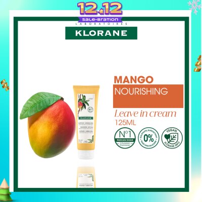 KLORANE Nourishing - Dry Hair Leave-In Mango Cream (Moisture Locking, Mends Split Ends & Prevents Future Splitting) 125ml